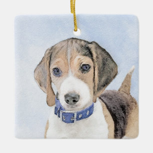 Beagle Malerei - Niedliche Original Hunde Kunst Keramikornament