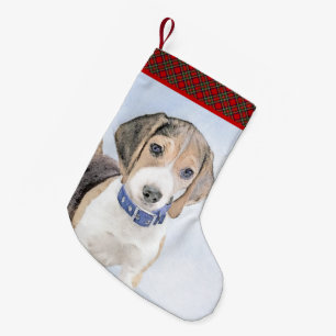 Beagle Malerei - Niedliche Original Hunde Kunst Kleiner Weihnachtsstrumpf