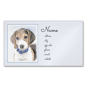 Beagle Malerei - Niedliche Original Hunde Kunst Magnetische Visitenkarte