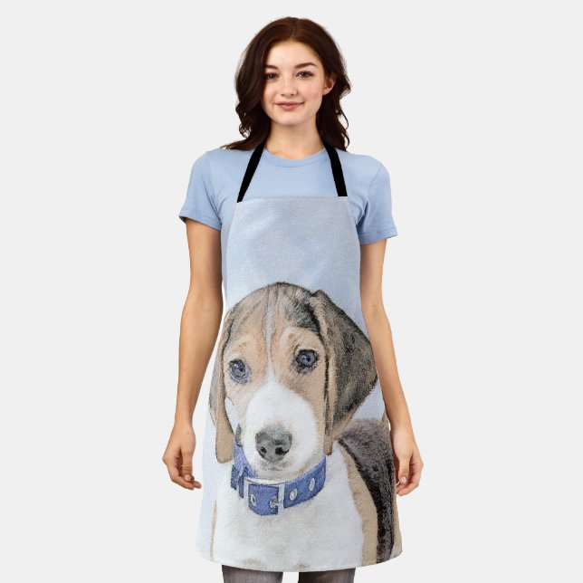 Beagle Malerei - Niedliche Original Hunde Kunst Schürze (Getragen)