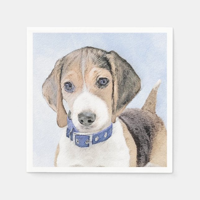 Beagle Malerei - Niedliche Original Hunde Kunst Serviette (Vorderseite)