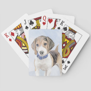 Beagle Malerei - Niedliche Original Hunde Kunst Spielkarten