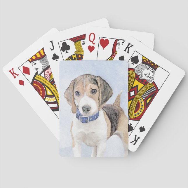 Beagle Malerei - Niedliche Original Hunde Kunst Spielkarten (Rückseite)