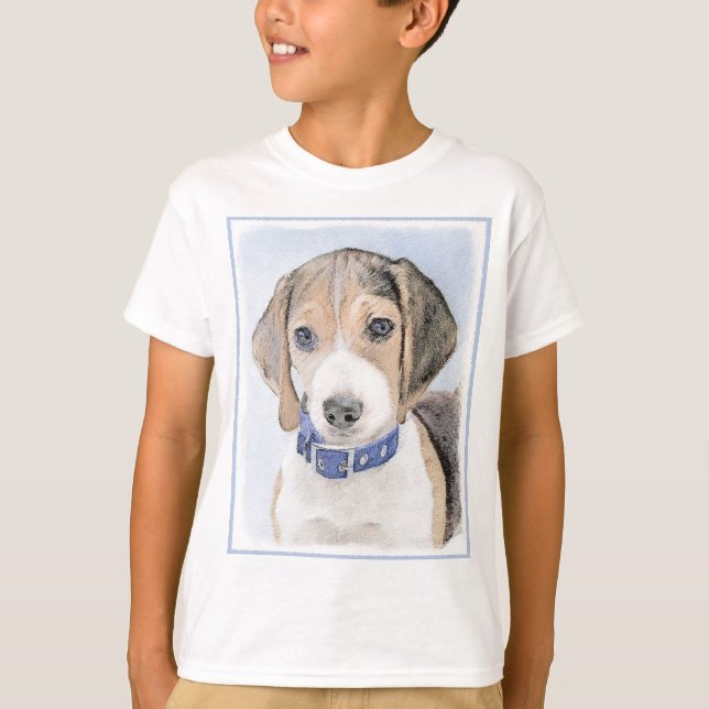 Beagle Malerei - Niedliche Original Hunde Kunst T-Shirt (Vorderseite)