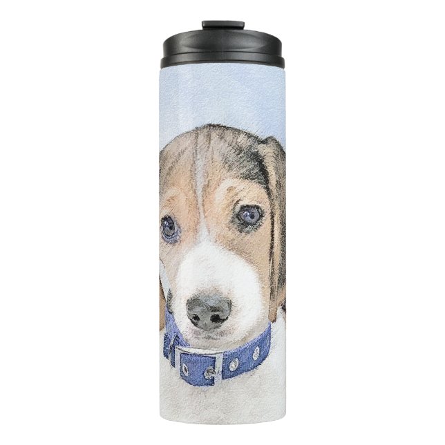 Beagle Malerei - Niedliche Original Hunde Kunst Thermosbecher (Vorderseite)