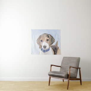 Beagle Malerei - Niedliche Original Hunde Kunst Wandteppich