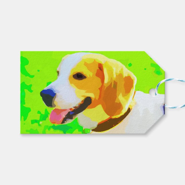 Beagle Malerei Portrait Pop Art Geschenkanhänger (Vorderseite (Horizontal))