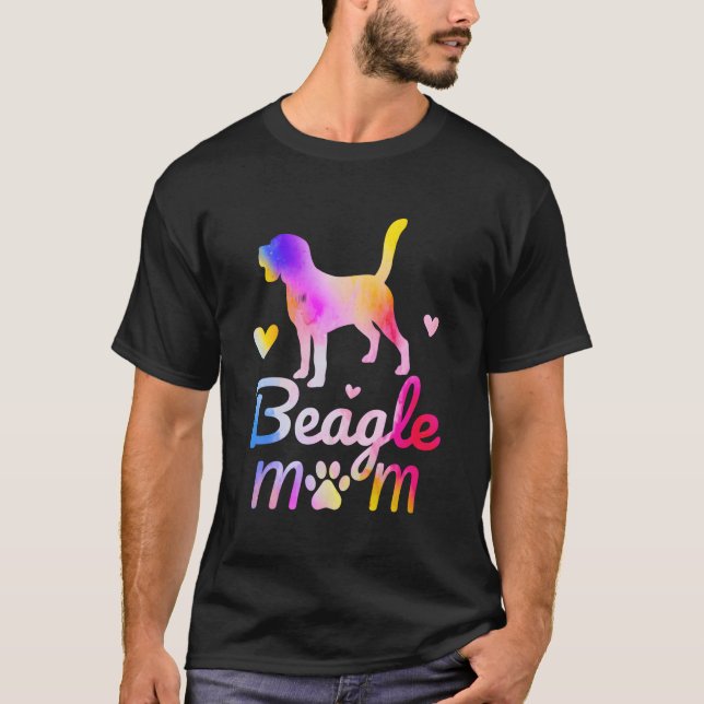 Beagle Mama Farbenfrohe Wasserfarbe Hund Mama T-Shirt (Vorderseite)