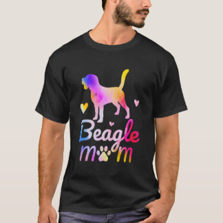 Beagle Mama Farbenfrohe Wasserfarbe Hund Mama T-Shirt