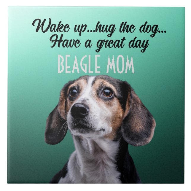 Beagle Mama Keramik Tile Fliese (Vorderseite)