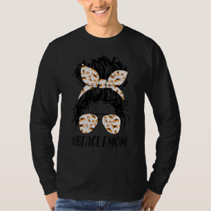 Beagle Mama Messy Bun Hair Dog Mama Hausbesitzer M T-Shirt