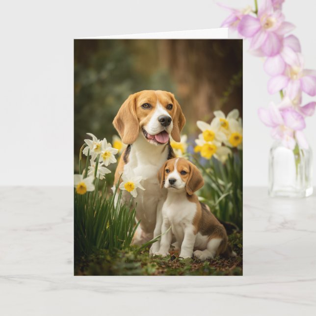 Beagle Mama Muttertag Liebe Karte (Orchidee)
