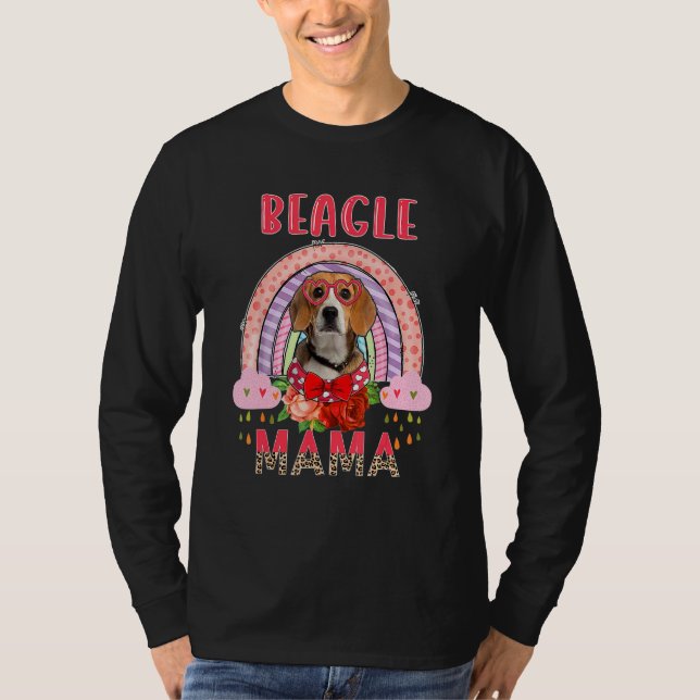 Beagle Mama Niedlich Rainbow Raine Hunde Blume Mut T-Shirt (Vorderseite)