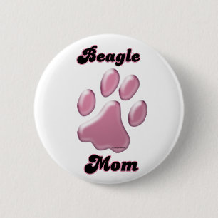 Beagle Mama Rosa Pawprint - Schaltfläche Button