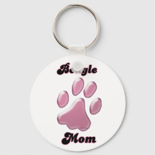 Beagle-Mama-Rosa Pawprint Schlüsselanhänger