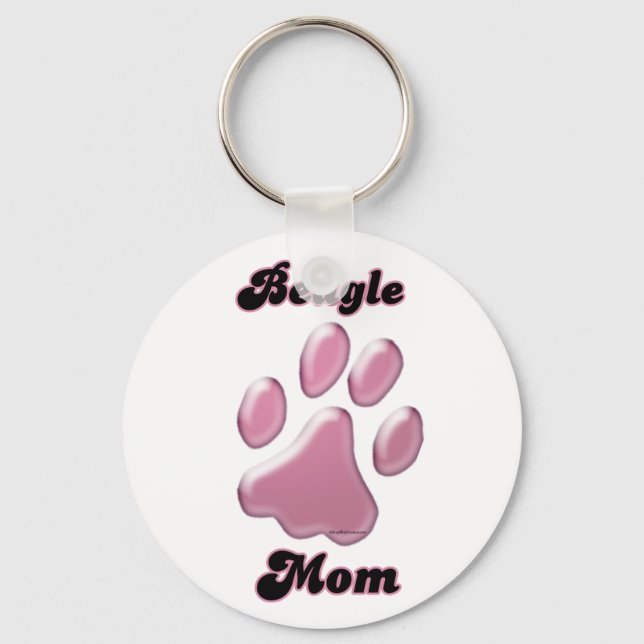 Beagle Mama Rosa Pawprint Schlüsselanhänger (Vorderseite)