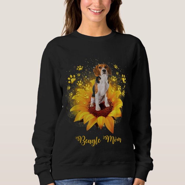Beagle Mama Sonnenblume mit Muttertag der Hunde Sweatshirt (Vorderseite)