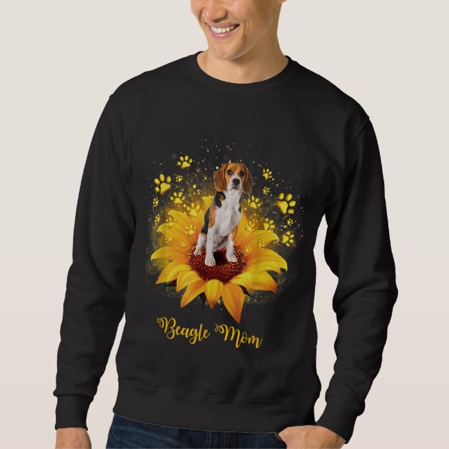 Beagle Mama Sonnenblume mit Muttertag der Hunde Sweatshirt (Vorderseite)