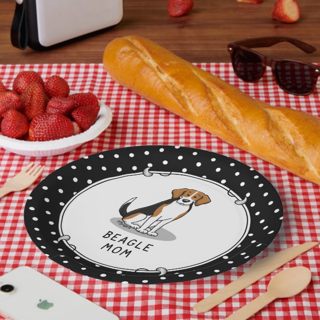 Beagle Mama (Trikolorfarbe 3) Dog Fun Niedlich Dog Pappteller (Picknick)
