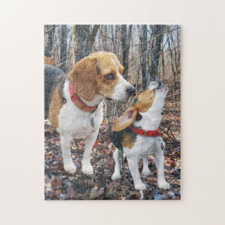 Beagle-Mama u. Welpe im Holz Puzzle
