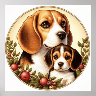 Beagle Mama und Pup 01X Poster