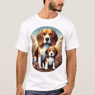 Beagle Mama und Pup 5000 2X T-Shirt