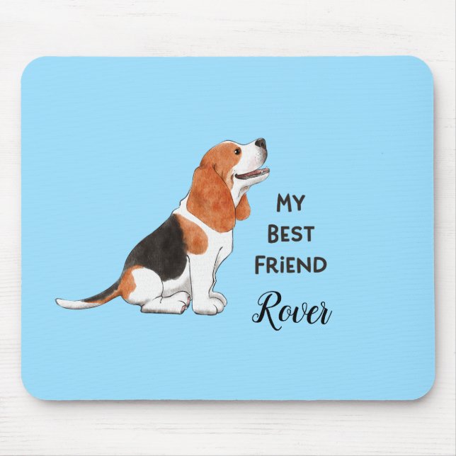 Beagle Mein bester Freund, eigener Hundename Mousepad (Vorne)