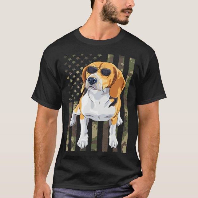 Beagle Men Women Beagle Dad Mom Camo USA Flag Beag T-Shirt (Vorderseite)