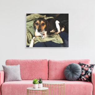 Beagle-Mischlingshund Low-Poly-Digitalkunst Leinwanddruck