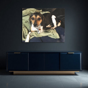Beagle-Mischlingshund Low-Poly-Digitalkunst Leinwanddruck