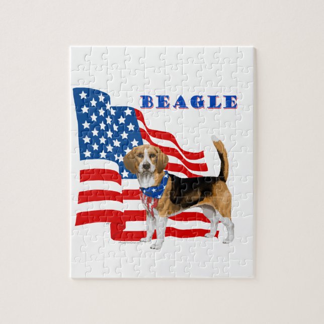 Beagle mit amerikanischer Flagge Puzzle (Vertikal)