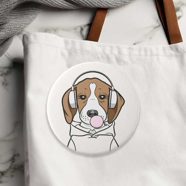 Beagle mit Bubblegum Niedlich Funny Funny Dog Button (Von Creator hochgeladen)