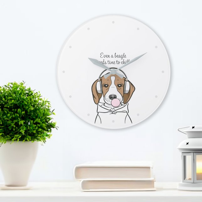 Beagle mit Bubblegum Niedlich Funny Funny Dog Große Wanduhr (Von Creator hochgeladen)