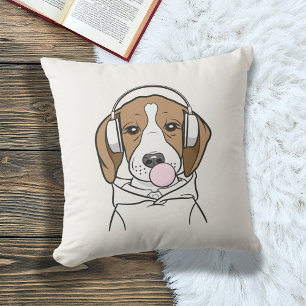 Beagle mit Bubblegum Niedlich Funny Funny Dog Kissen