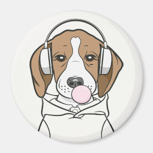 Beagle mit Bubblegum Niedlich Funny Funny Dog Magnet