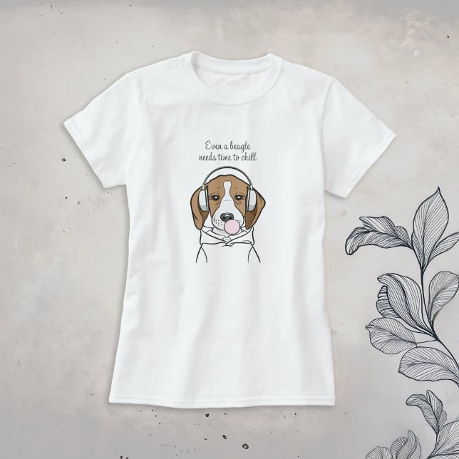 Beagle mit Bubblegum Niedlich Funny Funny Dog T-Shirt (Von Creator hochgeladen)