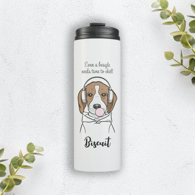 Beagle mit Bubblegum Niedlich Funny Funny Dog Thermosbecher (Von Creator hochgeladen)