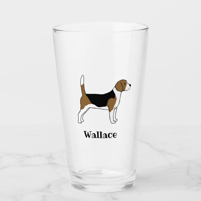Beagle mit dem kundenspezifischen Hundeliebhaber Glas (Vorderseite)