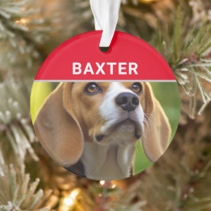 Beagle mit dem Namen des Hundes und Fotos Weihnach Ornament