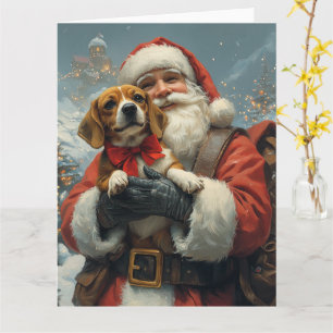 Beagle mit dem Weihnachtsmann Weihnachten Karte