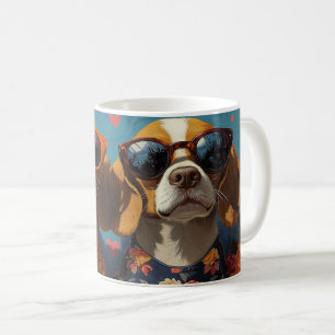 Beagle mit Rose des Herzens Valentinstag Kaffeetasse