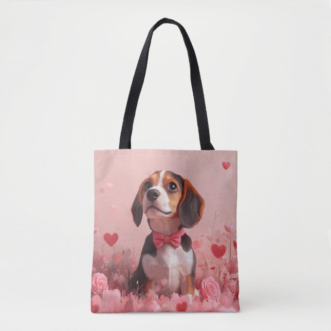 Beagle mit Rose - Valentinstag (Vorderseite)