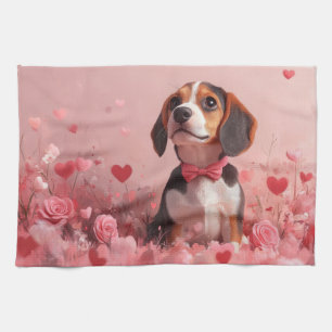 Beagle mit Rose - Valentinstag Geschirrtuch