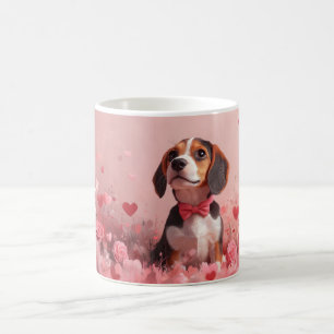 Beagle mit Rose - Valentinstag Kaffeetasse