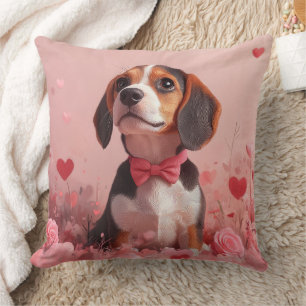 Beagle mit Rose - Valentinstag Kissen