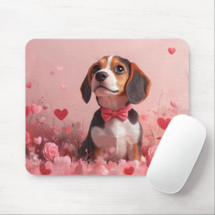 Beagle mit Rose - Valentinstag Mousepad