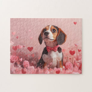 Beagle mit Rose - Valentinstag Puzzle