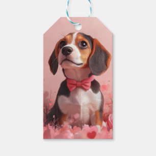 Beagle mit Rosen - Valentinstag Geschenkanhänger