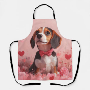 Beagle mit Rosen - Valentinstag Schürze