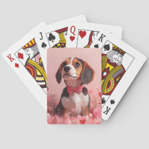 Beagle mit Rosen - Valentinstag Spielkarten